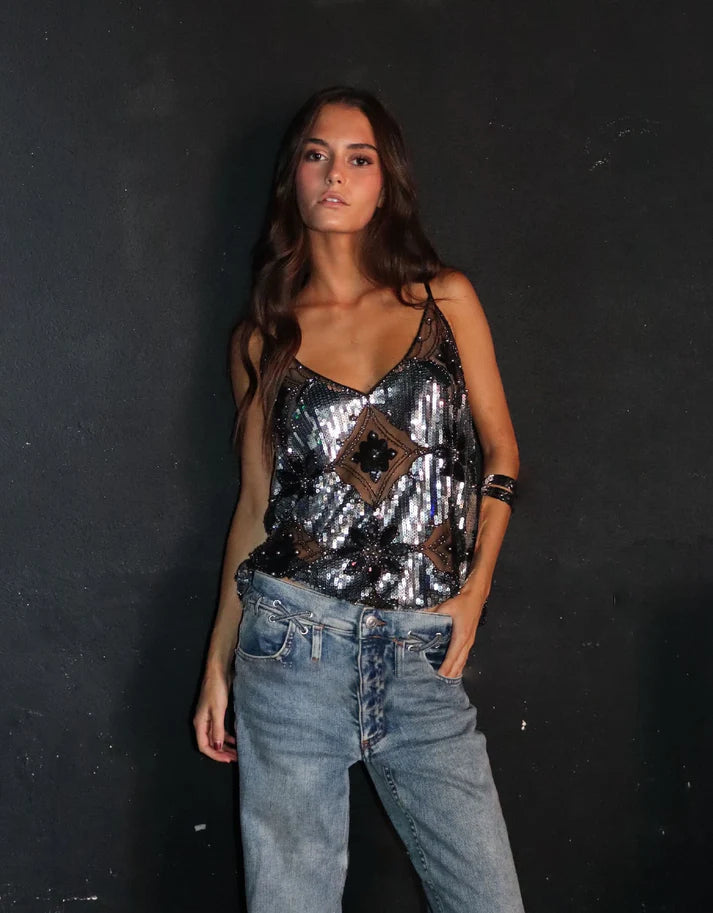Midnight Mirage Sequin Top